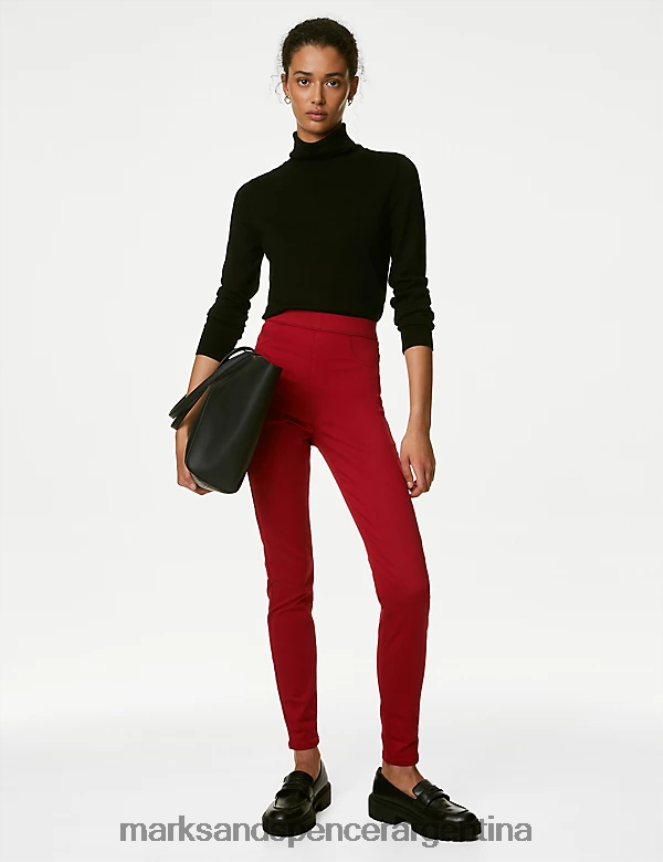 Marks & Spencer mujer jeggings de cintura alta ropa rojo medio 46VL76