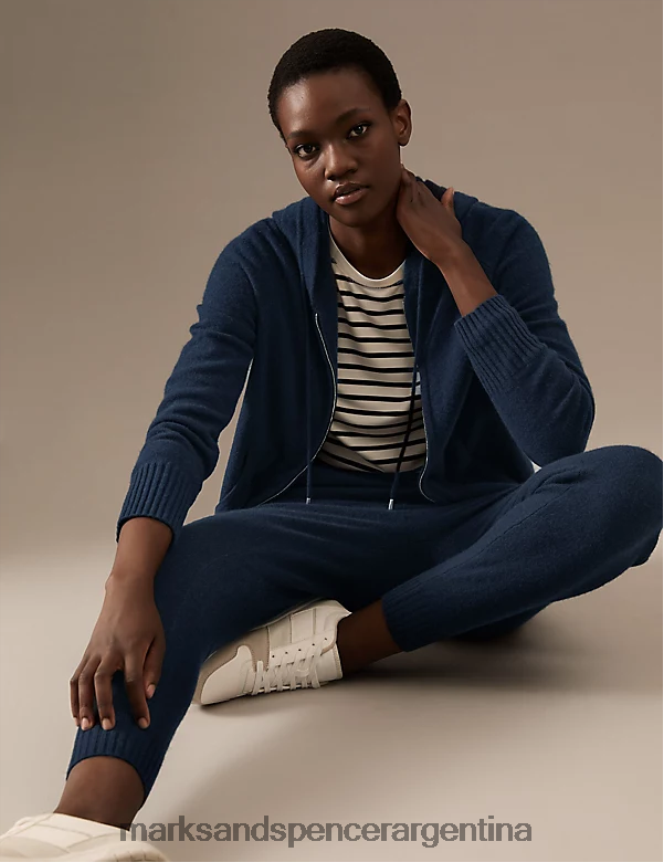 Marks & Spencer mujer joggers tobilleros tapered de pura cachemira ropa Armada 46VL3238