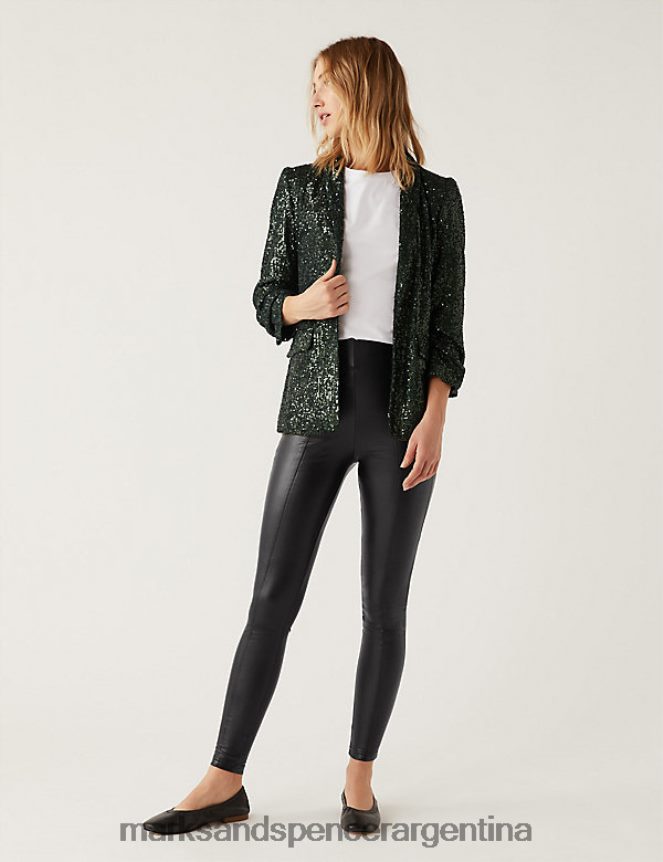 Marks & Spencer mujer leggins efecto cuero con talle alto ropa negro 46VL3366