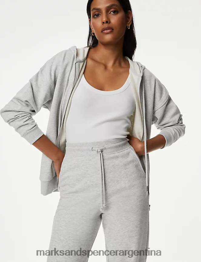 Marks & Spencer mujer los joggers con puños ricos en algodón ropa marga gris 46VL1444