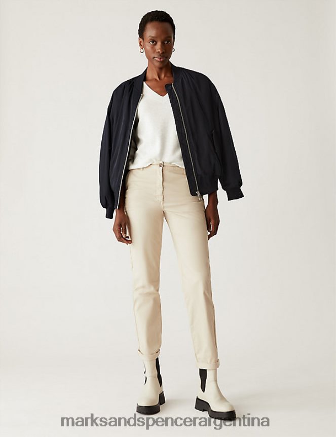 Marks & Spencer mujer Chinos de corte slim teñidos con té y rico en algodón ropa arena 46VL2584