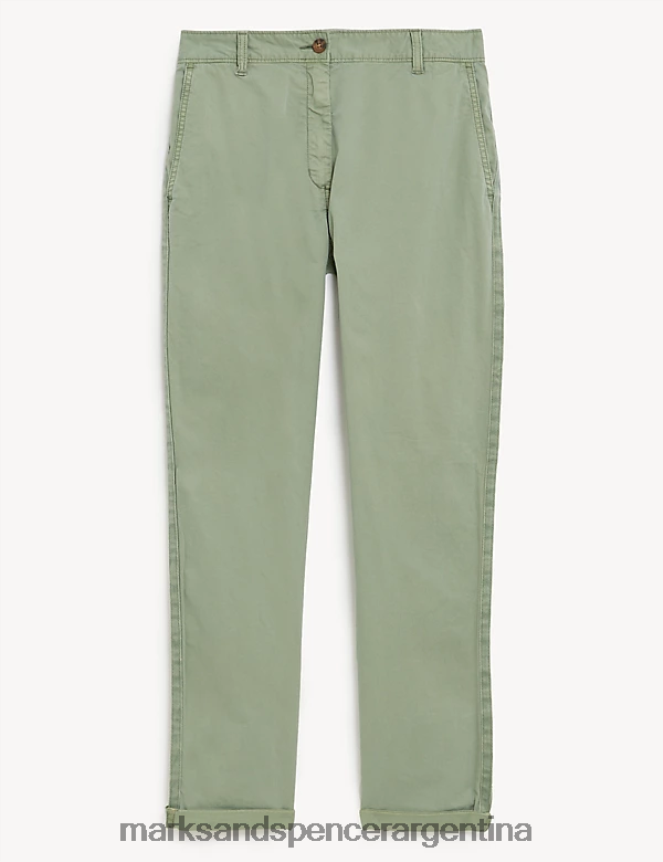 Marks & Spencer mujer Chinos de corte slim teñidos con té y rico en algodón ropa ónix 46VL2582