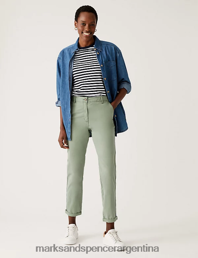 Marks & Spencer mujer Chinos de corte slim teñidos con té y rico en algodón ropa ónix 46VL2582