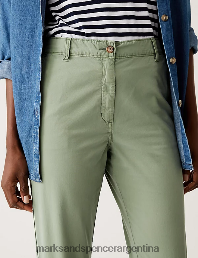 Marks & Spencer mujer Chinos de corte slim teñidos con té y rico en algodón ropa ónix 46VL2582