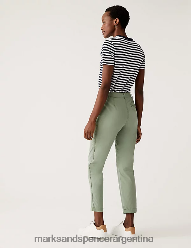 Marks & Spencer mujer Chinos de corte slim teñidos con té y rico en algodón ropa ónix 46VL2582