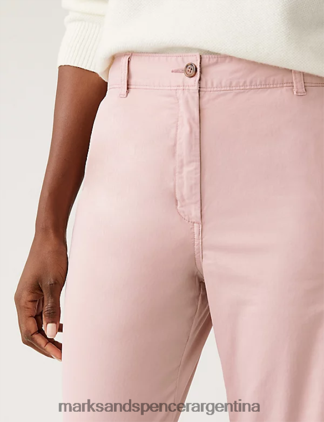 Marks & Spencer mujer Chinos de corte slim teñidos con té y rico en algodón ropa rosa empolvado 46VL2588