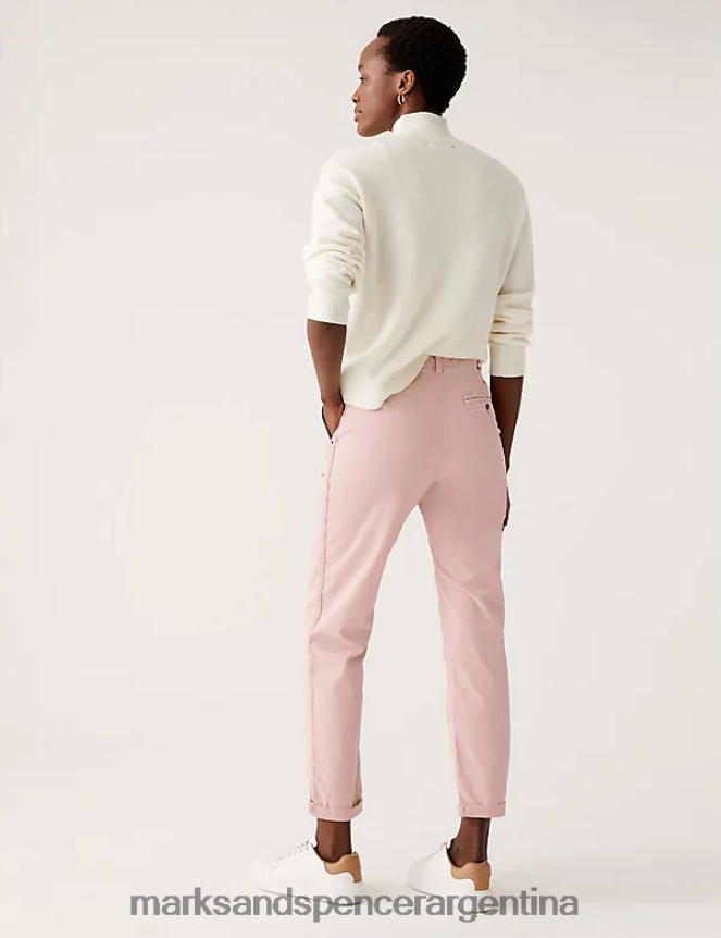 Marks & Spencer mujer Chinos de corte slim teñidos con té y rico en algodón ropa rosa empolvado 46VL2588