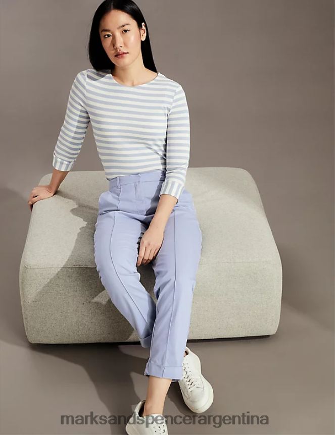 Marks & Spencer mujer chinos cortos de corte slim ropa azul pálido 46VL2470