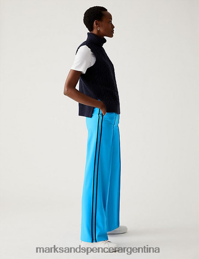 Marks & Spencer mujer pantalones anchos con raya lateral ropa turquesa 46VL624