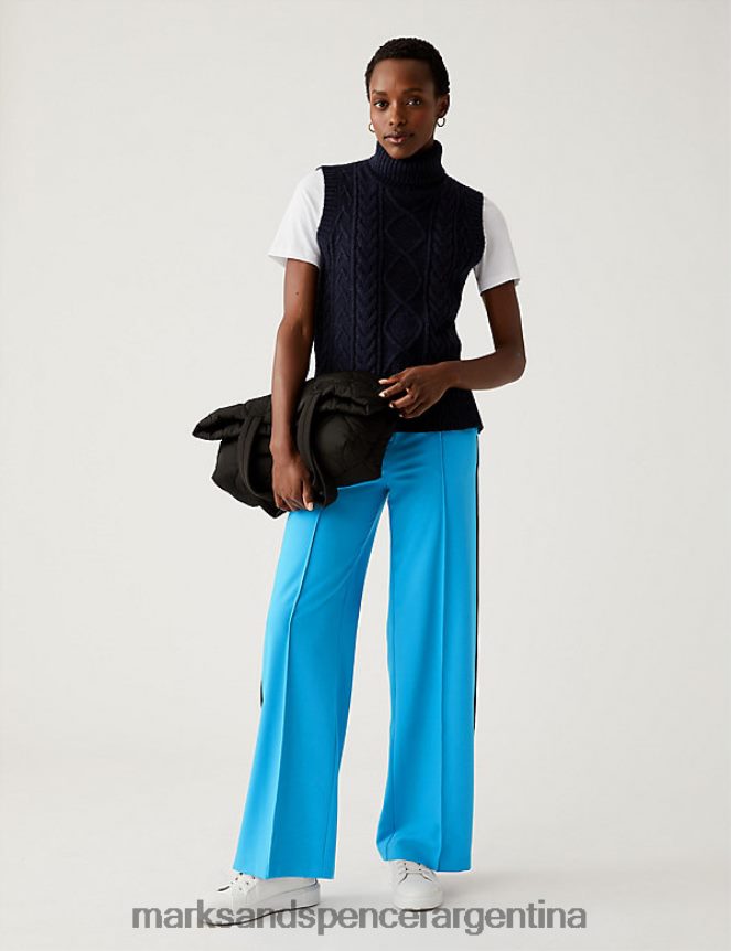 Marks & Spencer mujer pantalones anchos con raya lateral ropa turquesa 46VL624