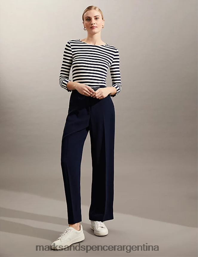 Marks & Spencer mujer pantalones anchos de crepé ropa Armada 46VL1642