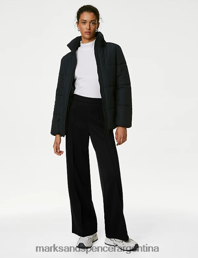 Marks & Spencer mujer pantalones anchos de punto con cintura elástica ropa negro 46VL1122