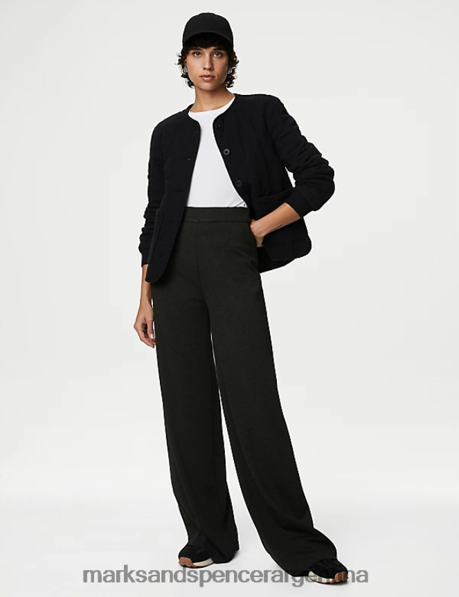 Marks & Spencer mujer pantalones anchos de punto con elástico ropa carbón 46VL632