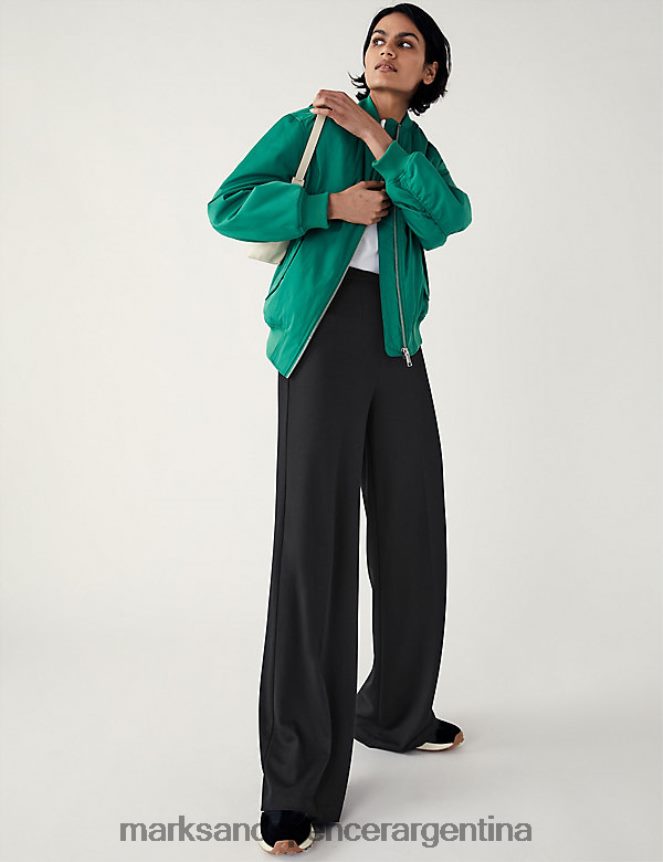 Marks & Spencer mujer pantalones anchos de punto con elástico ropa negro 46VL282