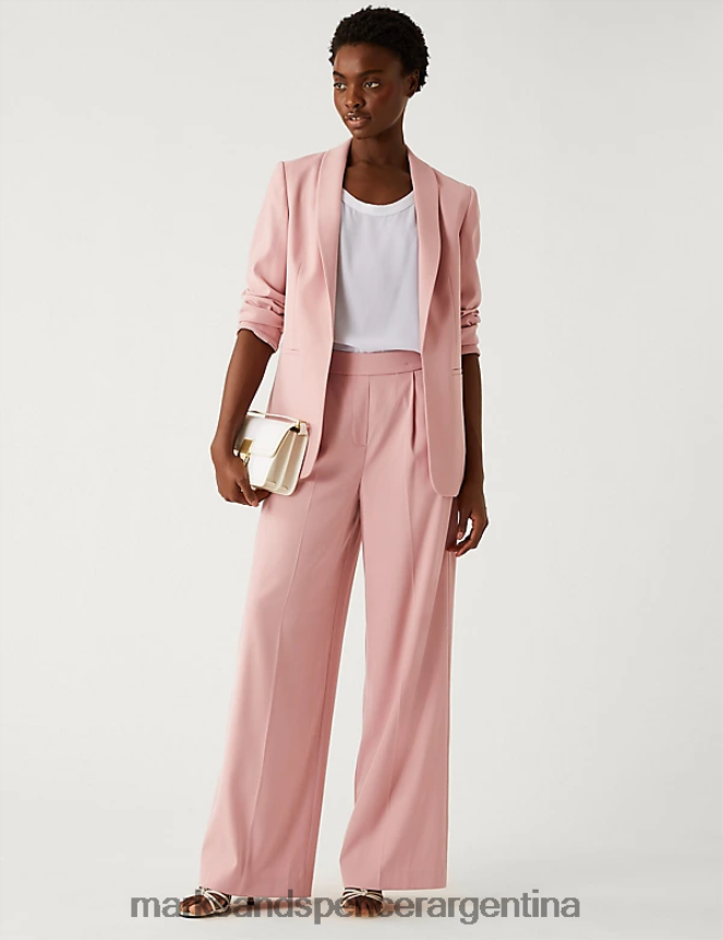 Marks & Spencer mujer pantalones anchos de sarga de satén ropa rosa antigua 46VL2698
