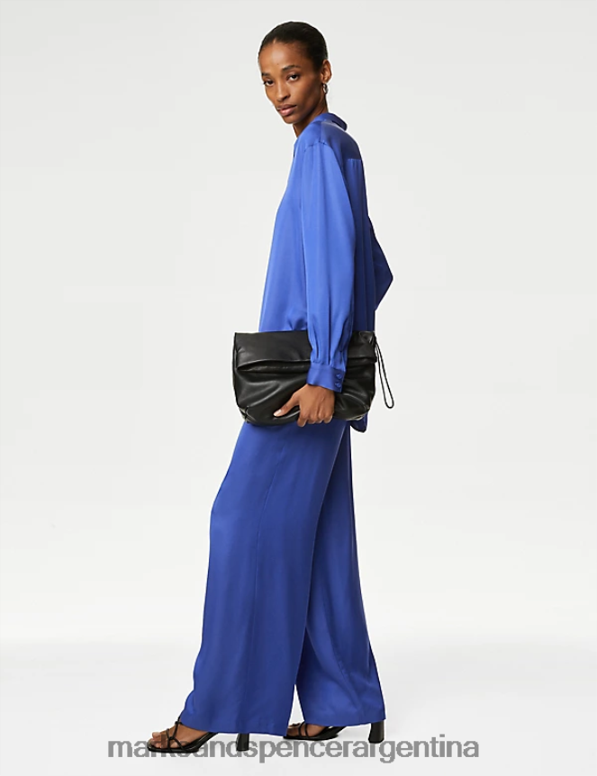 Marks & Spencer mujer pantalones anchos de satén con pliegues en la parte delantera ropa iris 46VL516