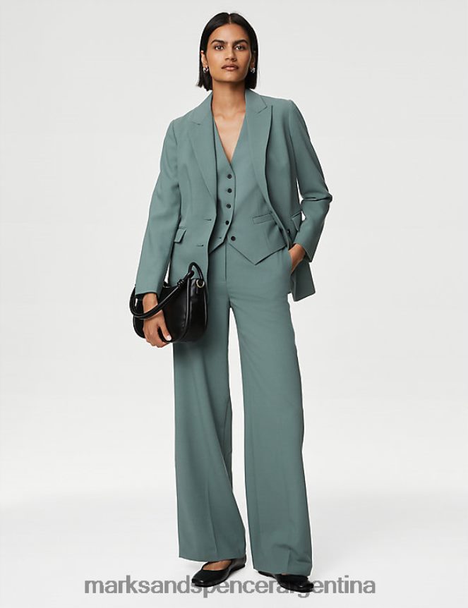 Marks & Spencer mujer pantalones anchos tejidos ropa sabio oscuro 46VL260