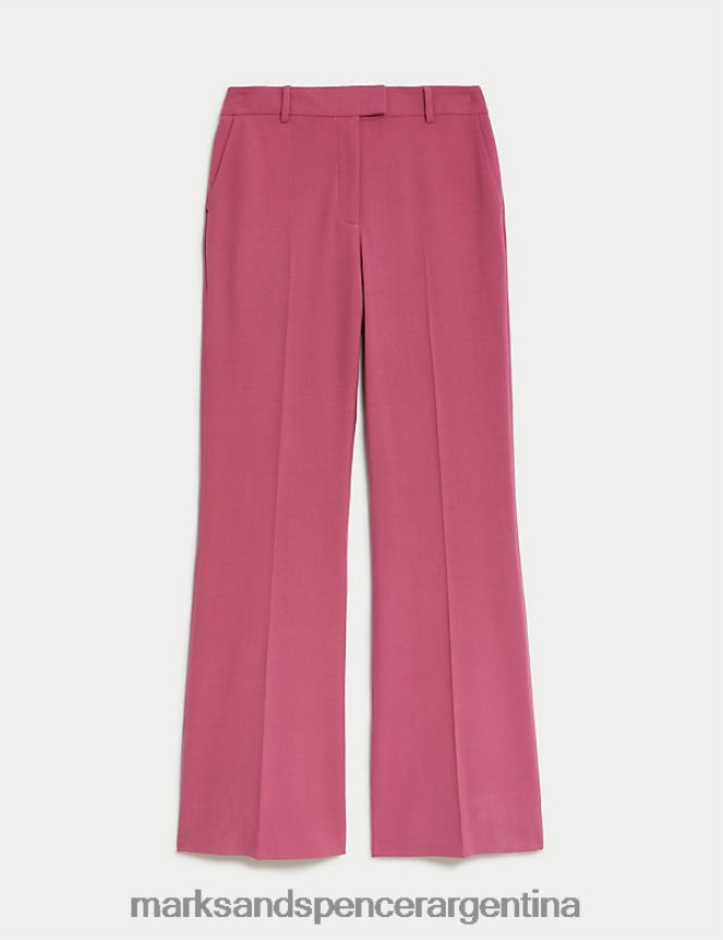 Marks & Spencer mujer pantalones bootcut en mezcla de lana ropa rosa 46VL2962