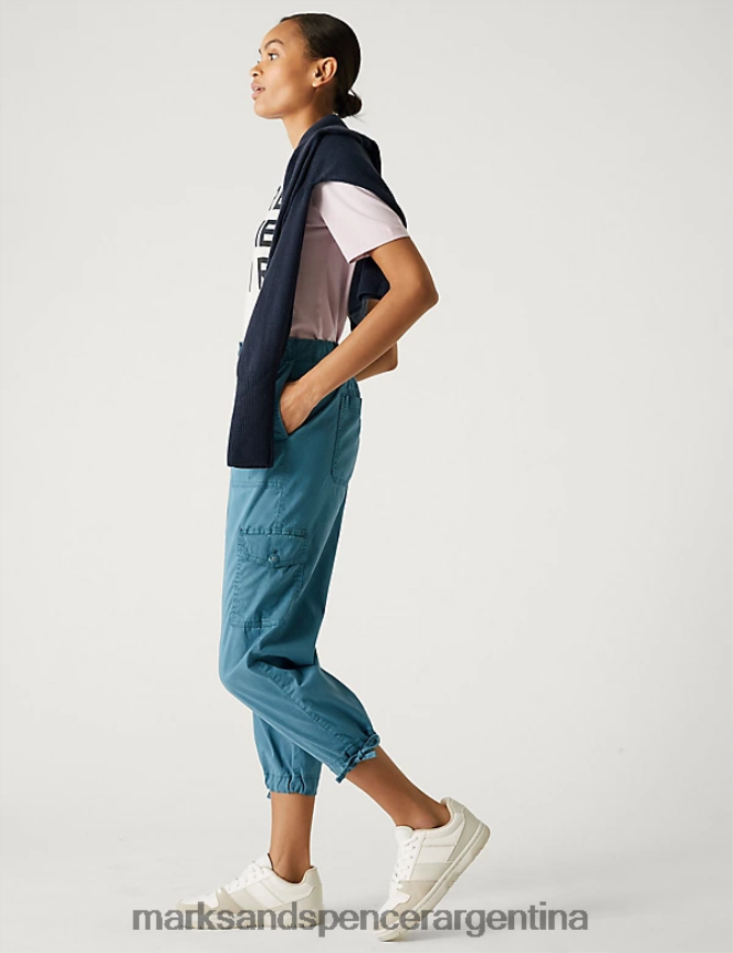 Marks & Spencer mujer pantalones capri estilo cargo de lyocell ropa fuerza aérea azul 46VL950