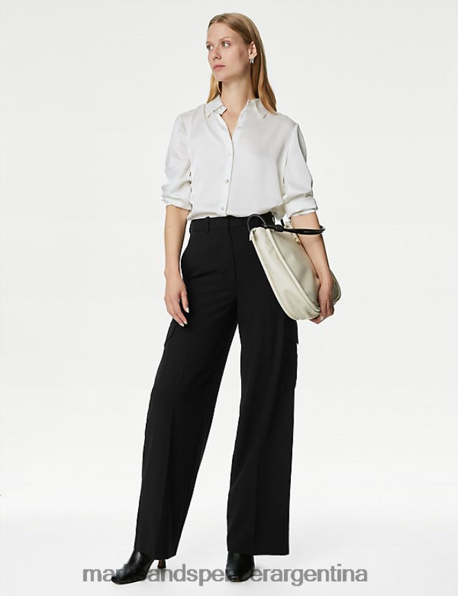 Marks & Spencer mujer pantalones cargo anchos ropa negro 46VL770