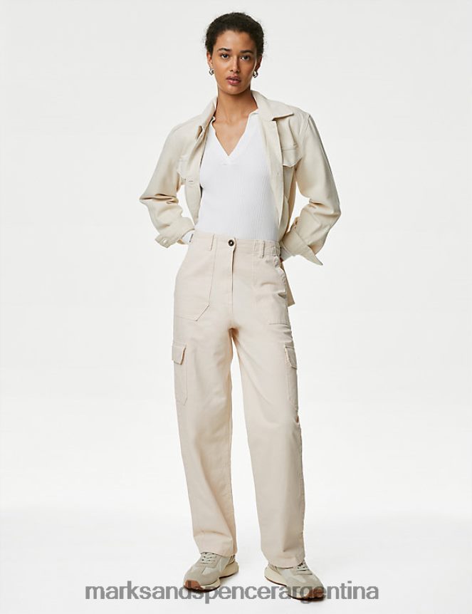 Marks & Spencer mujer pantalones cargo con pernera recta y rico en algodón ropa calicó 46VL1526