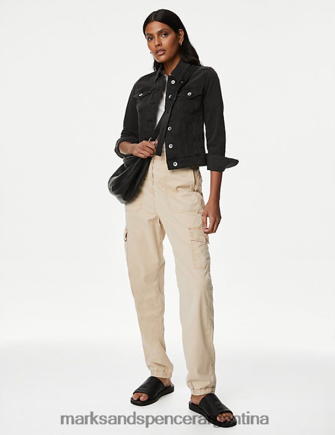 Marks & Spencer mujer pantalones cargo de lyocell teñidos en té ropa arena 46VL618