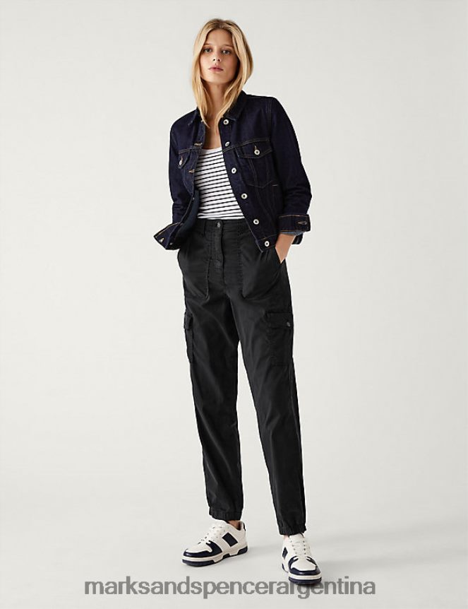 Marks & Spencer mujer pantalones cargo de lyocell teñidos en té ropa negro 46VL616