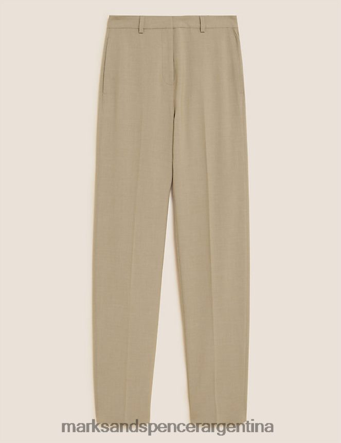 Marks & Spencer mujer pantalones rectos con elástico ropa marga beige 46VL1682