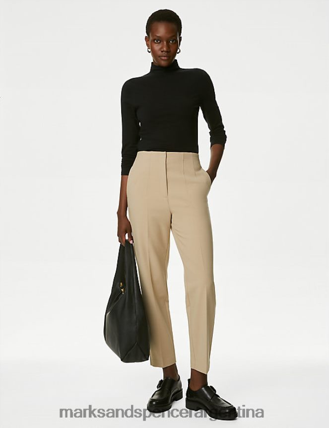 Marks & Spencer mujer pantalones tapered tobilleros ropa beige natural 46VL1212