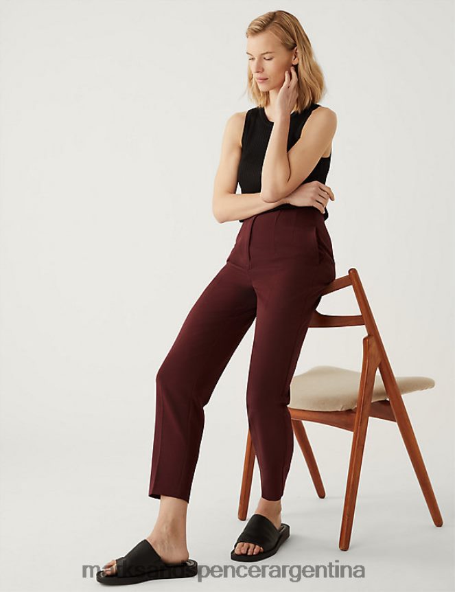 Marks & Spencer mujer pantalones tapered tobilleros ropa burdeos oscuro 46VL1214