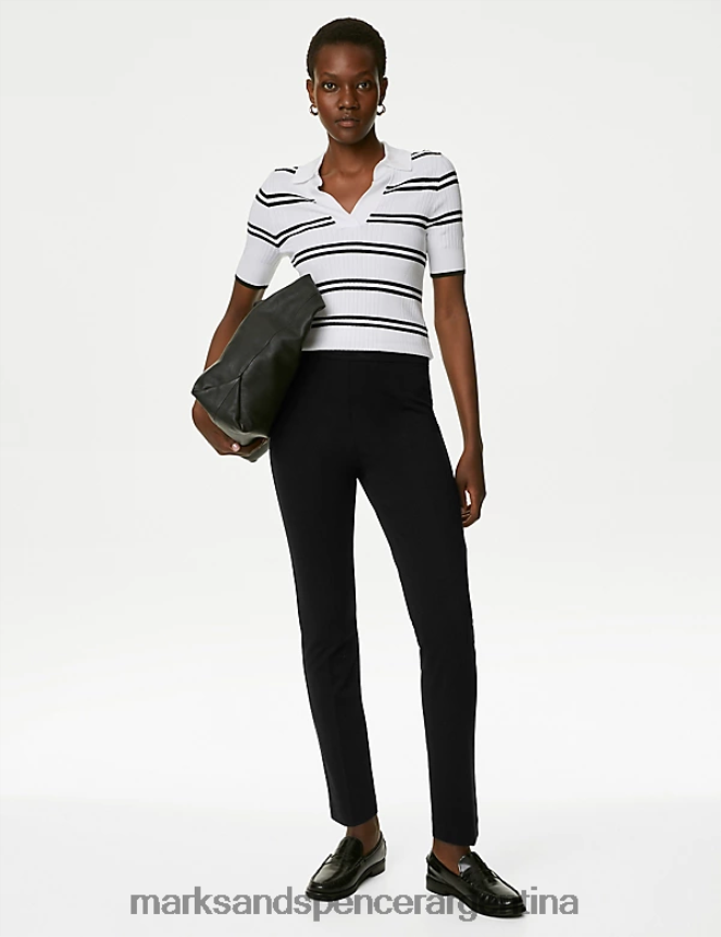 Marks & Spencer mujer pantalones tobilleros de corte slim de punto ropa negro 46VL1924