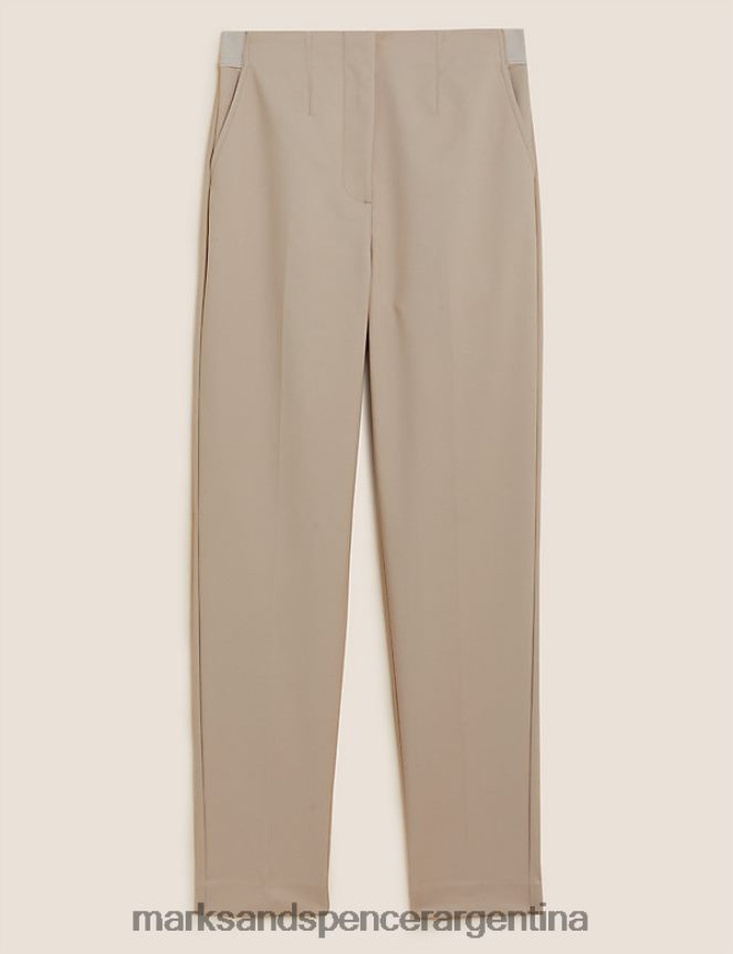 Marks & Spencer mujer pantalones tobilleros de corte slim en mezcla de algodón ropa arena 46VL3550
