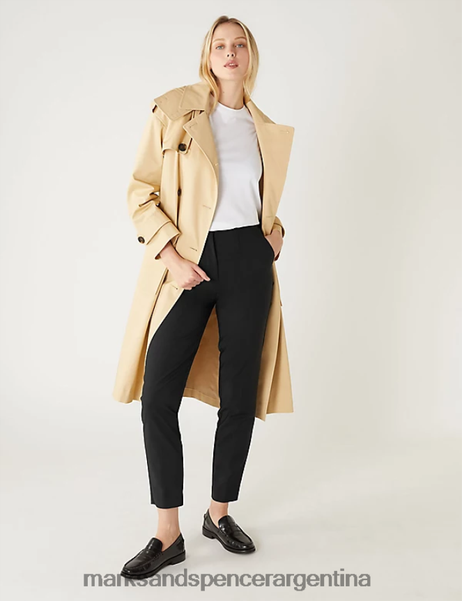 Marks & Spencer mujer pantalones tobilleros de corte slim en mezcla de algodón ropa negro 46VL2424