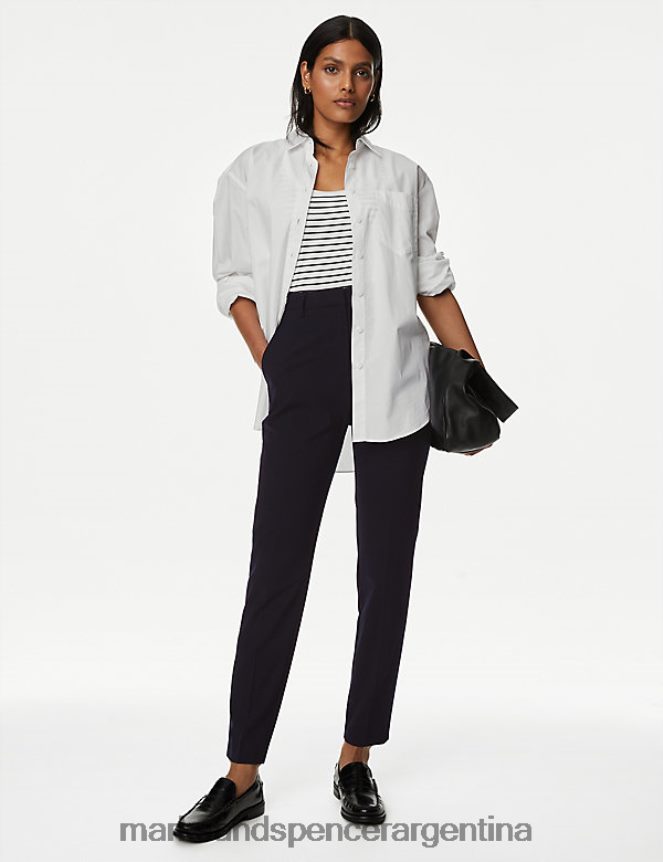 Marks & Spencer mujer pantalones tobilleros slim fit con elástico ropa azul marino oscuro 46VL878