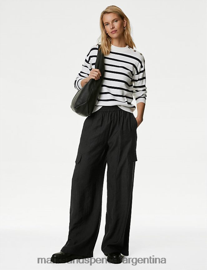 Marks & Spencer mujer pantalones utilitarios anchos ropa negro 46VL356