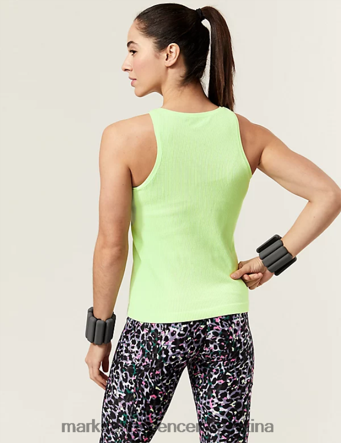 Marks & Spencer mujer top sin mangas de canalé con cuello alto ropa menta ligera 46VL3004