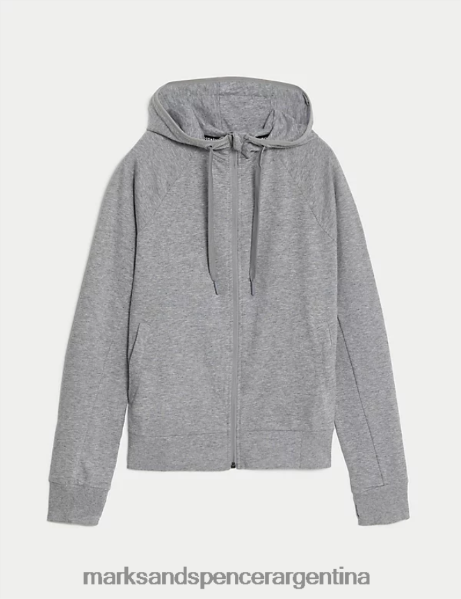 Marks & Spencer mujer sudadera con capucha y cremallera rica en algodón ropa marga gris 46VL3340