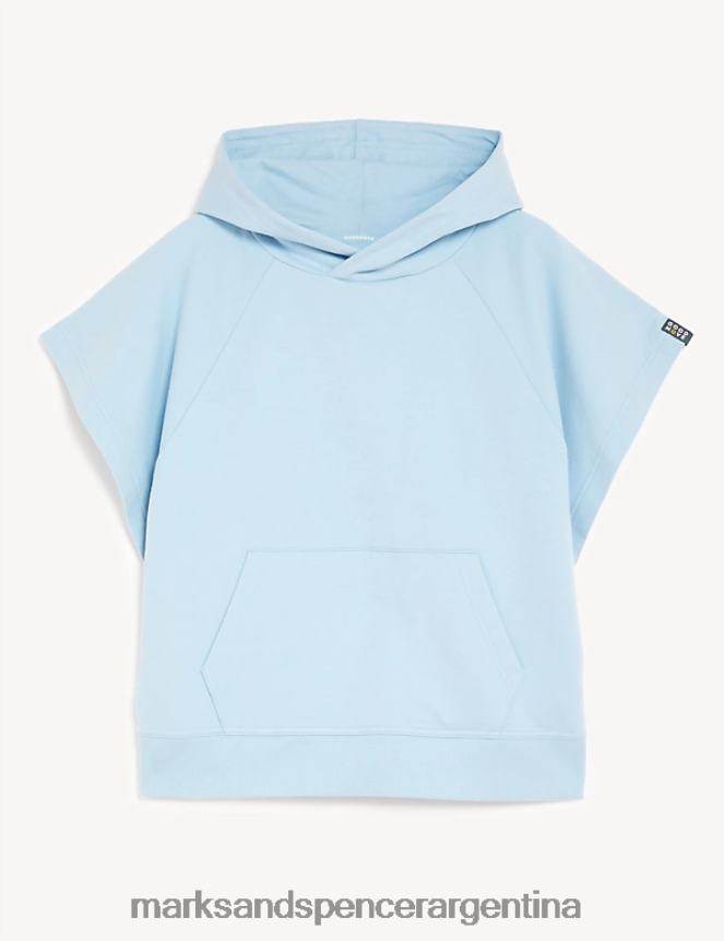 Marks & Spencer mujer sudadera con capucha y tejido rico en algodón ropa azul pálido 46VL2302