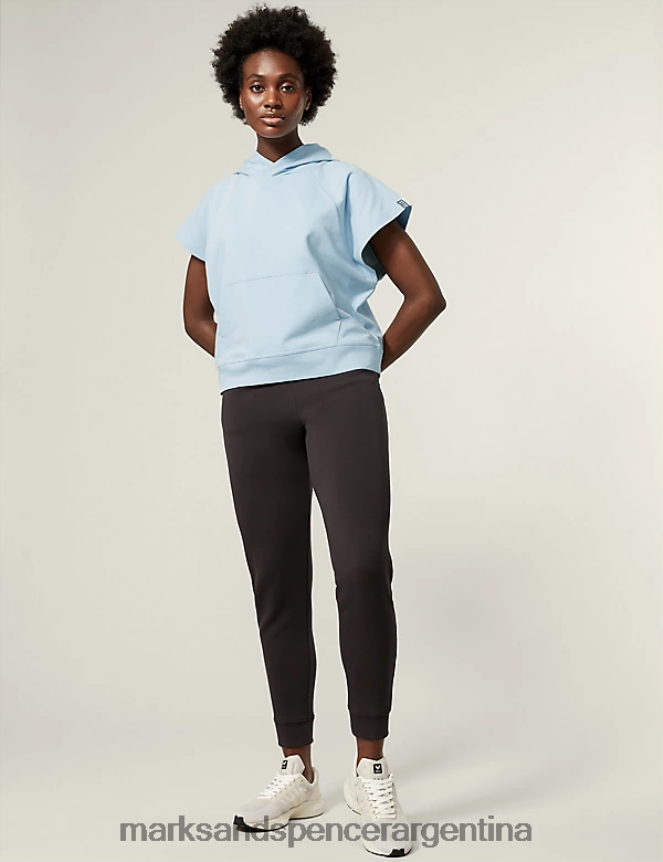Marks & Spencer mujer sudadera con capucha y tejido rico en algodón ropa azul pálido 46VL2302