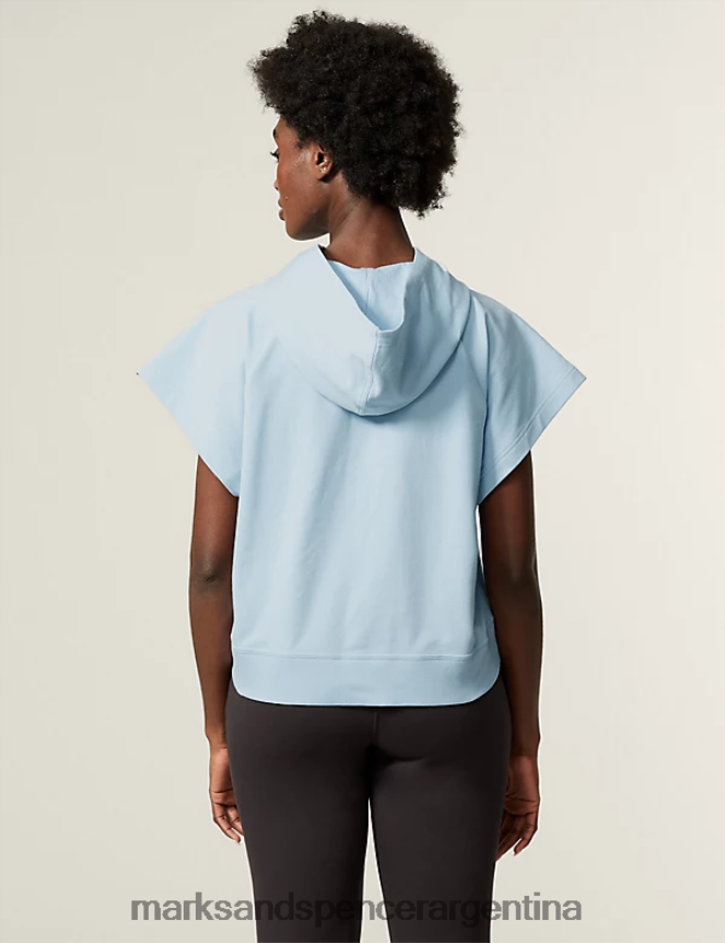 Marks & Spencer mujer sudadera con capucha y tejido rico en algodón ropa azul pálido 46VL2302