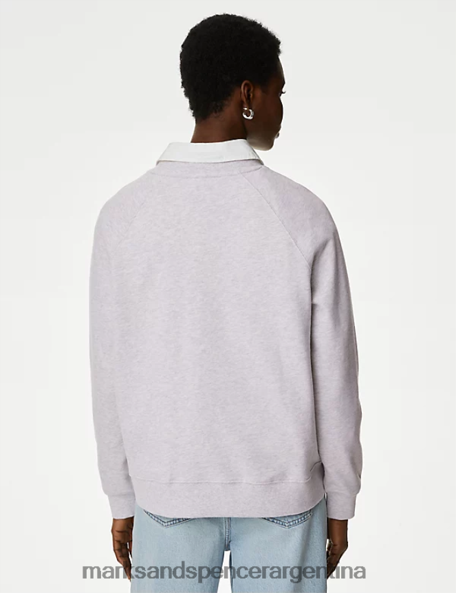 Marks & Spencer mujer sudadera con eslogan de puro algodón ropa mezcla gris 46VL772