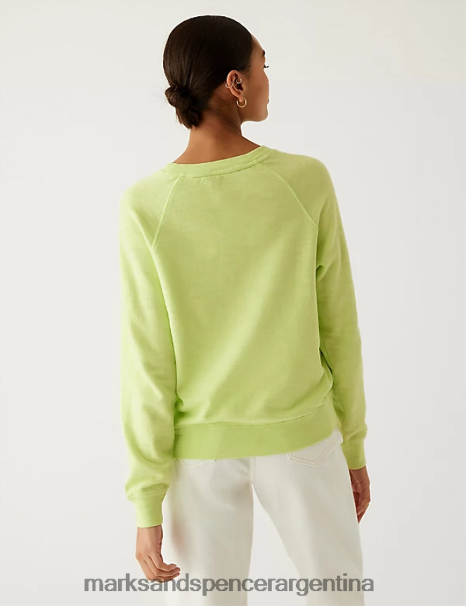 Marks & Spencer mujer sudadera de puro algodón estampada ropa mezcla de lima 46VL2500
