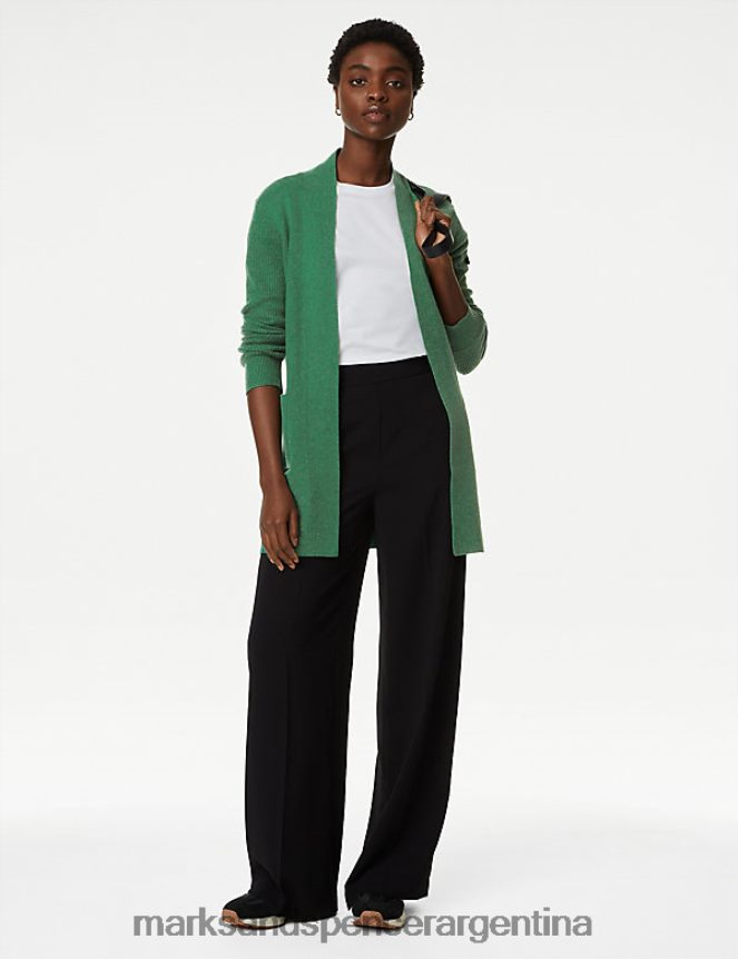 Marks & Spencer mujer Cárdigan largo holgado de canalé suave al tacto ropa verde 46VL116