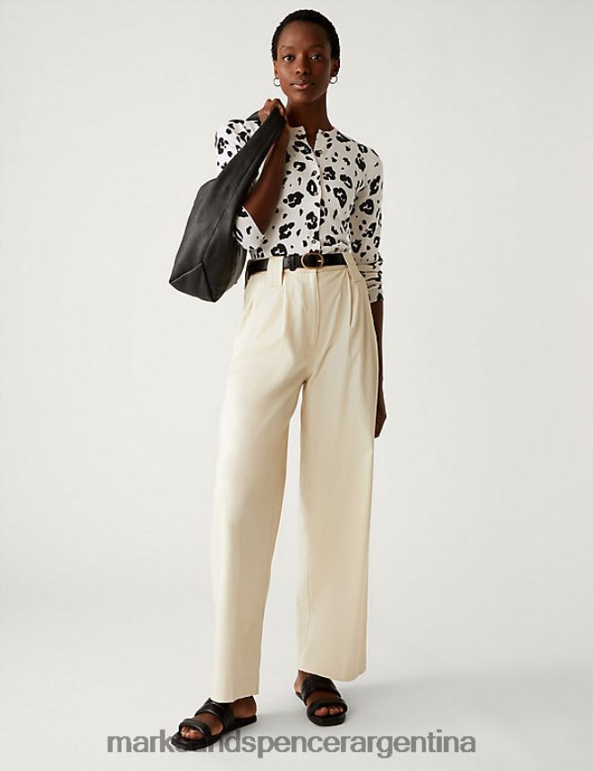 Marks & Spencer mujer cárdigan con botones y estampado animal ropa mezcla de marfil 46VL1432