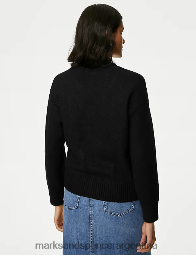 Marks & Spencer mujer cárdigan de mezcla reciclada con cuello en V y botones en la parte delantera ropa negro 46VL130