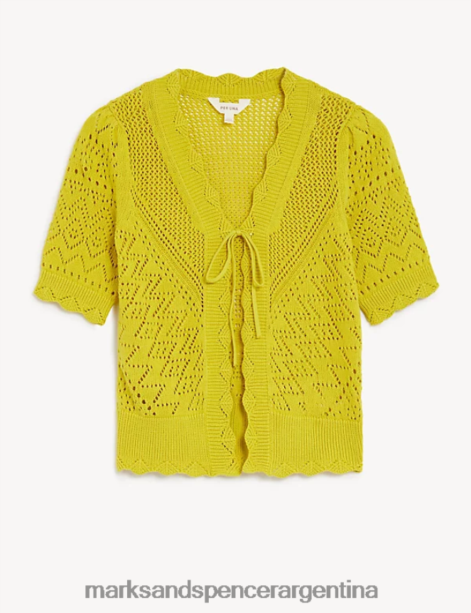 Marks & Spencer mujer cárdigan de punto de puro algodón con cuello en V ropa agrios 46VL2092
