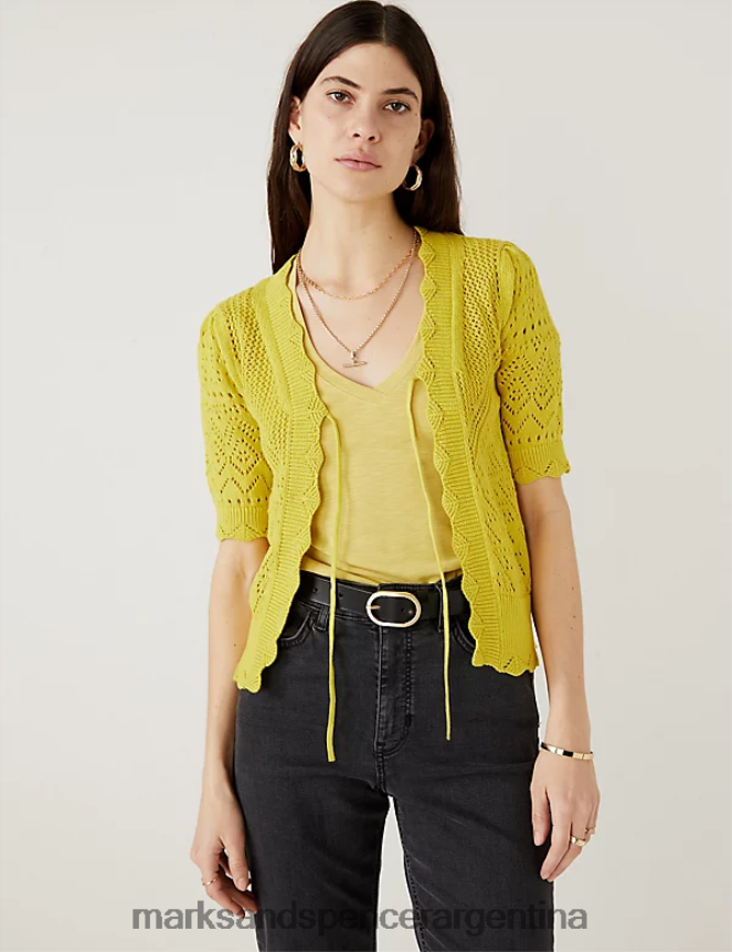 Marks & Spencer mujer cárdigan de punto de puro algodón con cuello en V ropa agrios 46VL2092