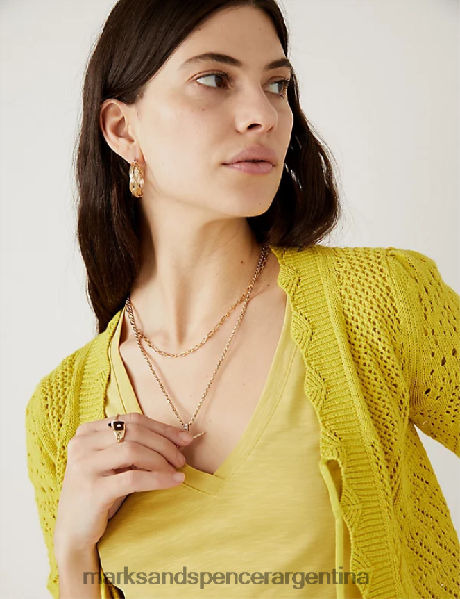 Marks & Spencer mujer cárdigan de punto de puro algodón con cuello en V ropa agrios 46VL2092