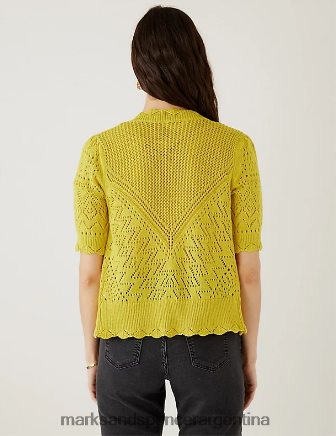 Marks & Spencer mujer cárdigan de punto de puro algodón con cuello en V ropa agrios 46VL2092