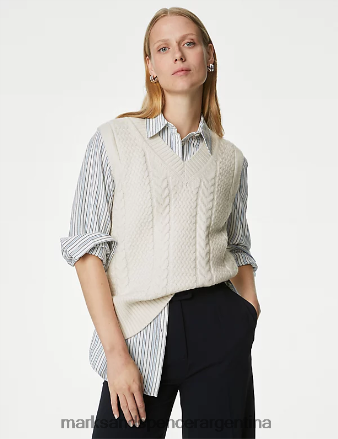 Marks & Spencer mujer chaleco tejido de ochos con cuello en V ropa luz natural 46VL246
